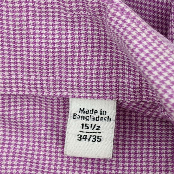Calvin Klein Sz 15.5 34 35 Purple Micro Houndstooth Button Front Shirt Collared - Picture 6 of 7